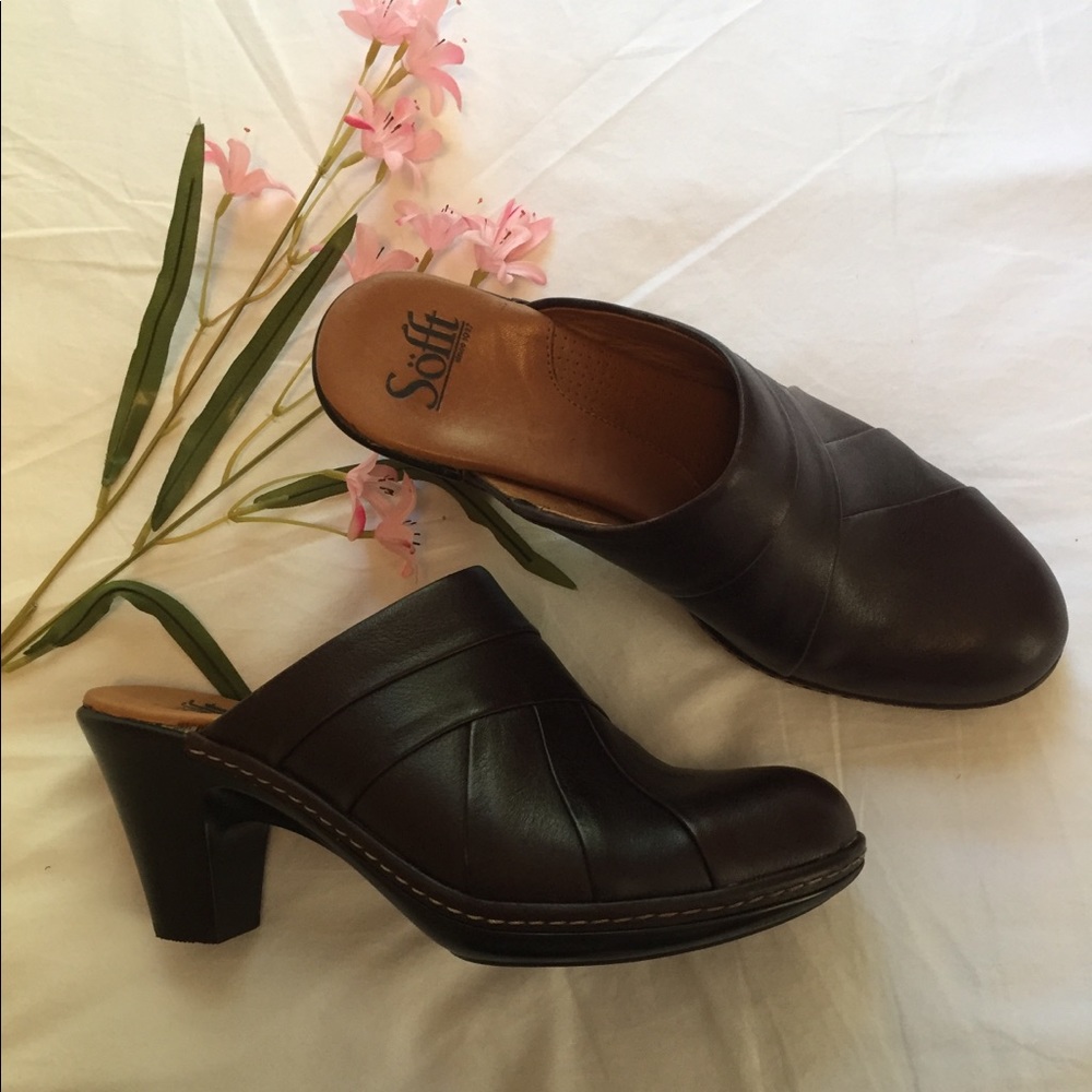 Söfft Brown Leather Mules Size 8.5